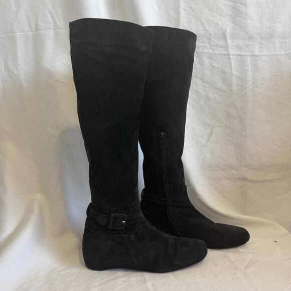 Christian Louboutin Black Suede Knee-High Boots Size 37.5 - Picture 2 of 6
